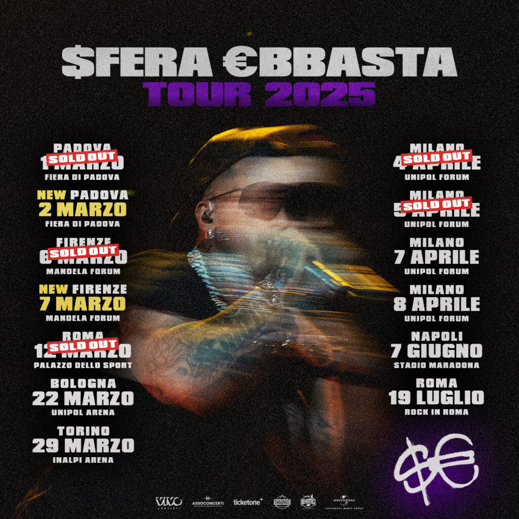 TOUR 2025 Sfera Ebbasta scaletta
